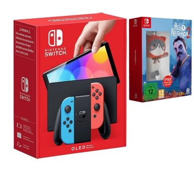 NİNTENDO SWİTCH OLED NEON RED/NEON BLUE OYUN KONSOLU + HELLO NEİGHBOR 2 IMBİR EDİTİON FİGÜRLÜ NİNTENDO SWİTCH OYUN