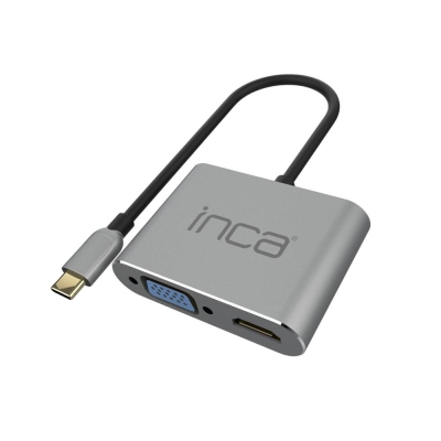 INCA ITPC-06TX TYPE-C HUB X4 HDMI 4K@30 HZ+ VGA+ USB 3.0+PD 100W ALUMİNYUM KASA
