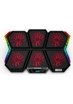 RAMPAGE AD-RX44 X-GALE 6 FANLI 12 RGB IŞIK MODLU 7 KADEME STANDLI LCD GÖSTERGELİ NOTEBOOK SOĞUTUCU